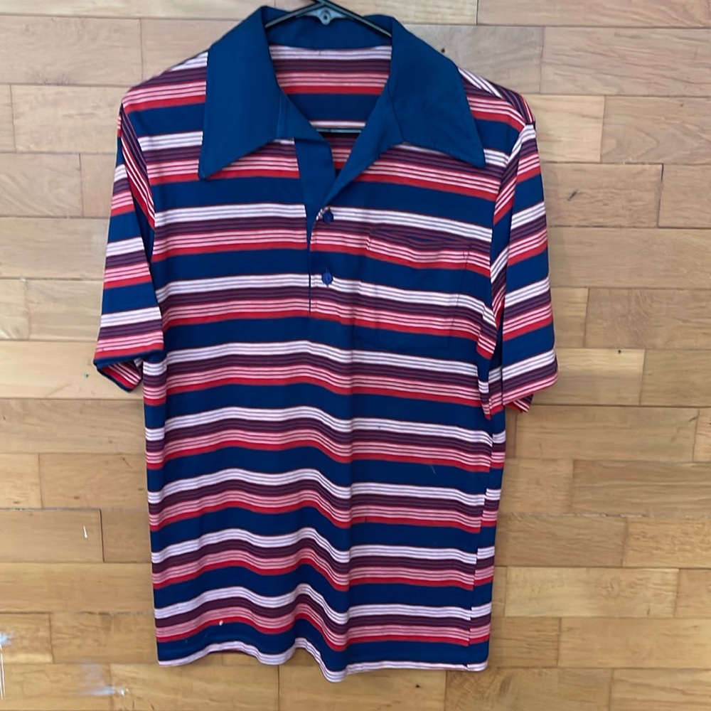 70s Vintage Red White Striped Polo shirt